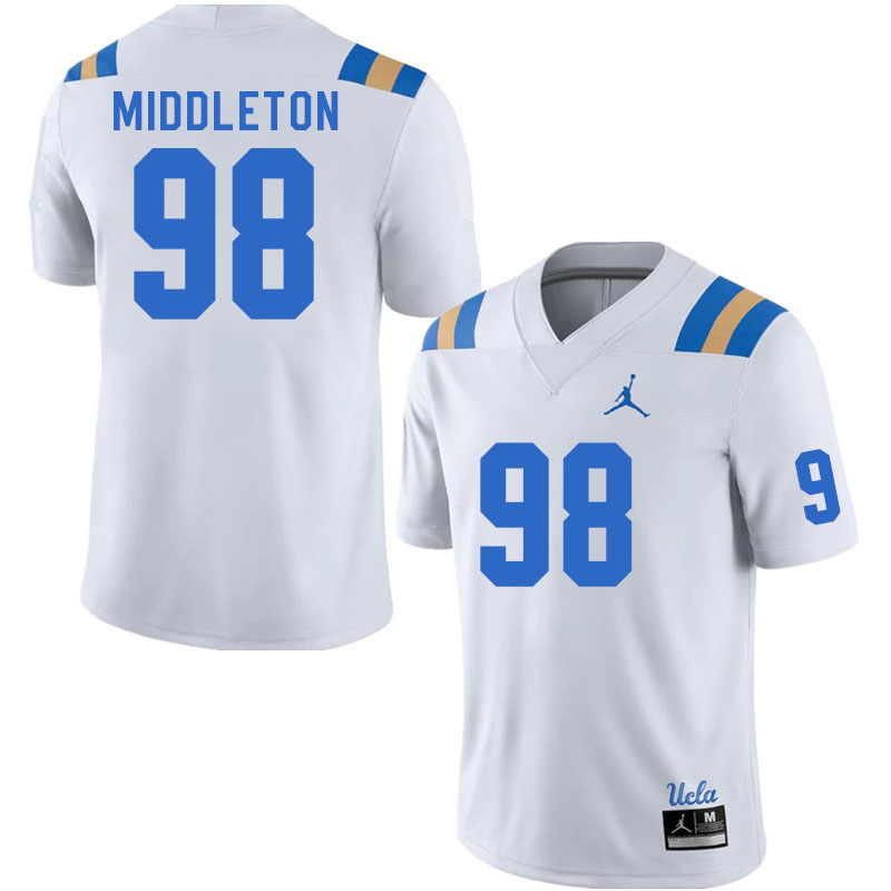 Men #98 Trent Middleton UCLA Bruins College Football Jerseys Stitched Sale-White - Click Image to Close
